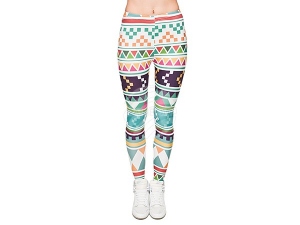 Damen Motiv Leggings Design Azteken Farbe weiss