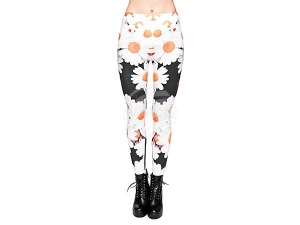 Damen Motiv Leggings Design Margeriten Farbe schwarz