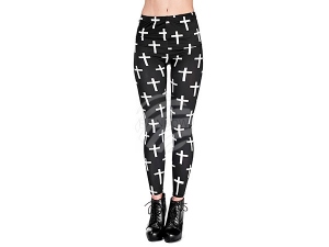 Damen Motiv Leggings Design Kreuze Farbe schwarz