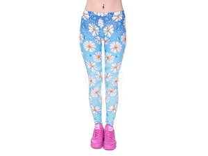 Ladies motive Leggings Design Margerites color blue