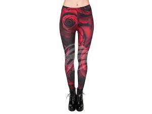 Damen Motiv Leggings Design Rosen Farbe schwarz