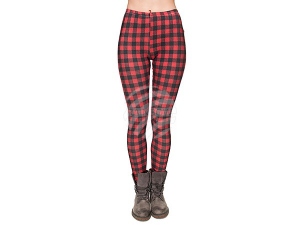 Damen Motiv Leggings Design Karo Farbe rot