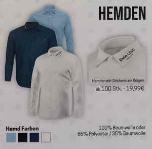 Hemden inklusive Druck Ihr eigenes Motiv