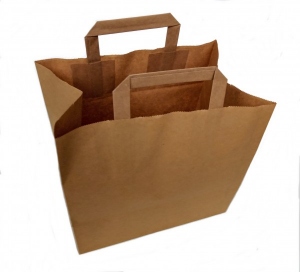Paper carrier bag brown 320+220x240mm 500 pieces