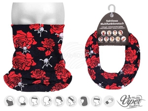 Multifunktionstuch 9 in 1 Mehrzweckschal Totenkpfe und Rosen MF