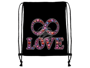 Turnbeutel Gymsac Design schwarz Infinite Love multicolor