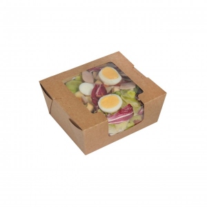 Salad- snack box Kraft+PE with viewing window 320 pieces