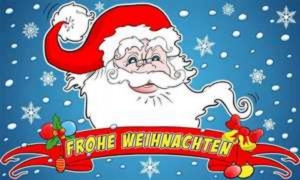 Fahne Weihnachtsmann Kopf mit Banner Frohe Weihnachten