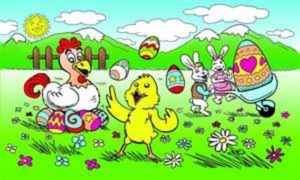 Fahne Ostern mit Berge