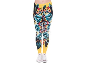 Leggins con motivos para mujer Design Plumas color amarillo