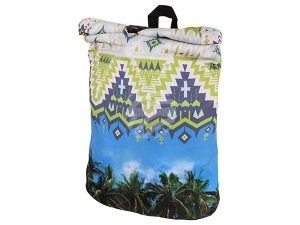 Mochila con cierre por enrollado palmeras verde/azul