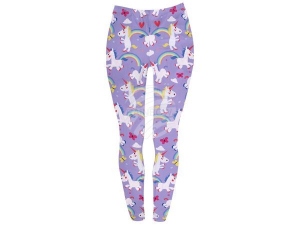 Leggins con motivos para mujer Unicornio color morado
