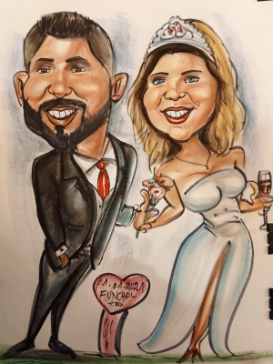 Your personal caricature painted on paper 50x65 cm