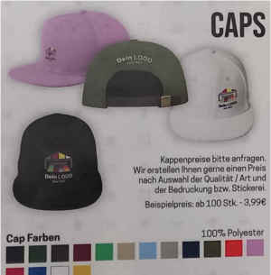 CAPS inklusive Druck Ihr eigenes Motiv