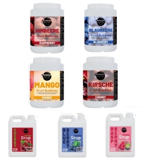 EU Premium Fruit Pearls A-Test Set 4x Pearls und 3x Sirup