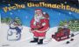 Fahne Weihnachten Santa+Schneemann