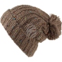 Strickmtze und bunte Sprenkel mit Bommel beige