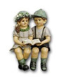 Boy and girl with book K592