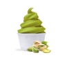 Helado suave de pistacho en polvo